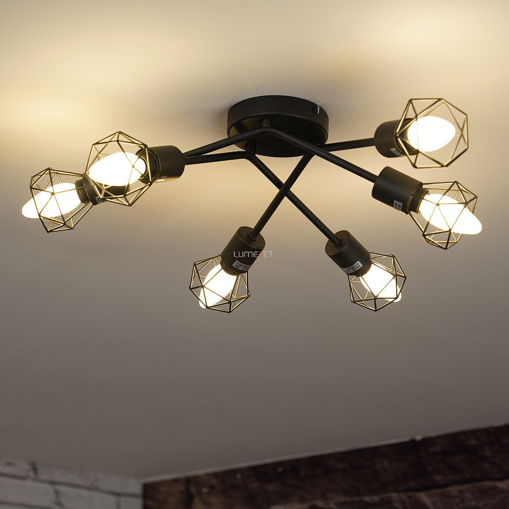 Lampa spot cu șase brațe, cu abajur cu grilaj - Xara Globo 54802S-6