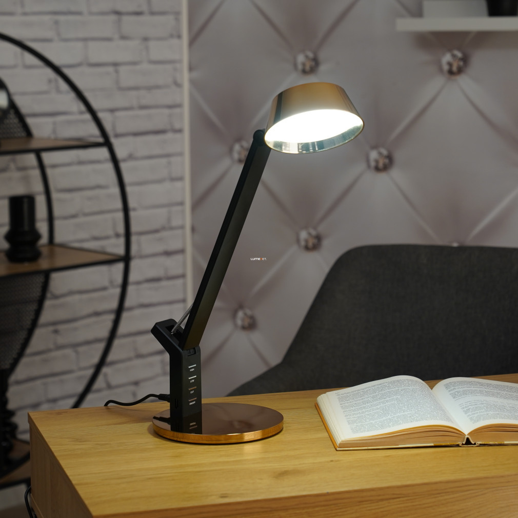 Lampa de birou LED, aurie, 52 cm - Ursino Globo 58423, ieșire USB, 3000-4000-6300 K, 24-450 lm, 8 W