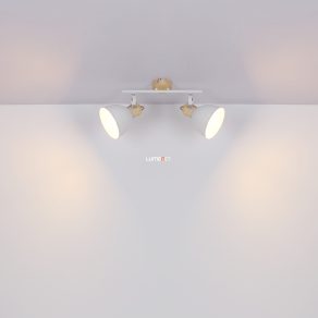Spot de perete, lemn alb, două prize - Wiho Globo 54018-2