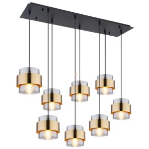   Lampă suspendată, alamă neagră, opt socluri - Milley Globo 15560-8H