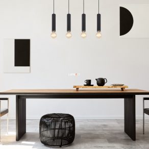   Lampă suspendată, neagră, cu patru socluri - Marion Globo 15499-4H