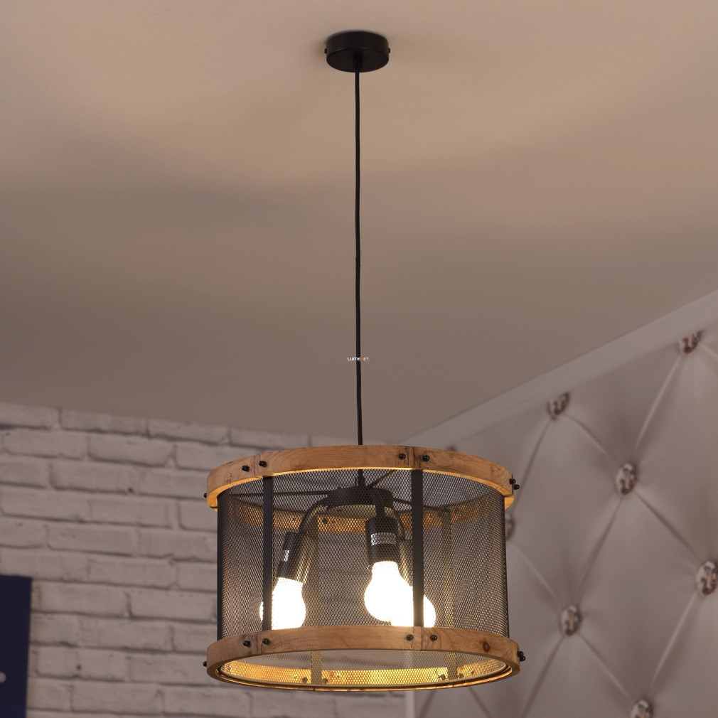 Lampa suspendată, negru-lemn, cu trei becuri - Jeanie Globo 15661H1