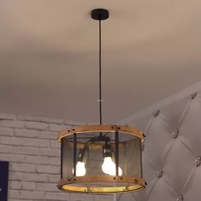   Lampă suspendată, negru-lemn, cu trei becuri - Jeanie Globo 15661H1
