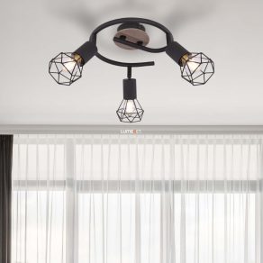 Spot de tavan, trei prize, lemn negru - Xara Globo 54802S-3H