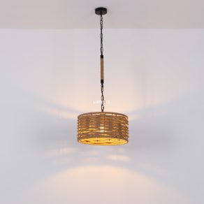   Lampă suspendată cu abajur din frânghie de cânepă împletită - Halia Globo 15679H1