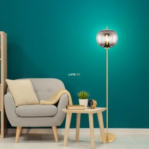   Lampă de podea, 160 cm - Blacky Globo 15345SMM, sticlă, cu soclu 1xE27