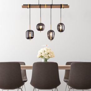   Lampă suspendată, neagră, cu patru socluri - Blacky Globo 15345-4H