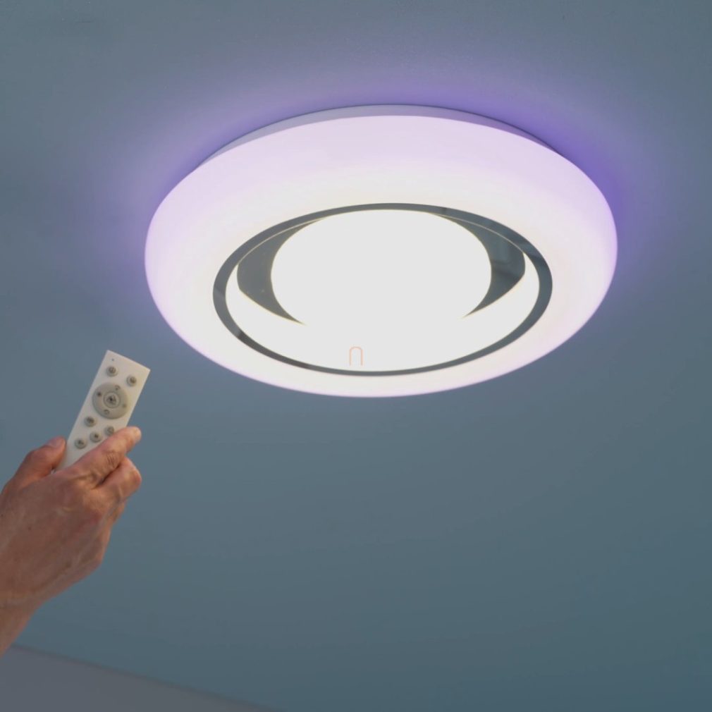 Lampa LED de tavan cu telecomandă, culori variabile, cu cristale - Burro Globo 41369-18