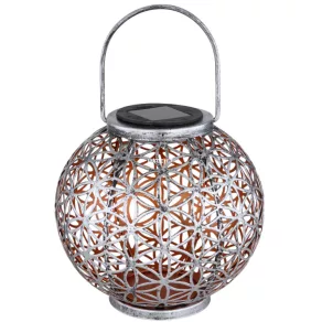   Lampă LED de masă pentru exterior, alimentată cu energie solară, 29 cm, model floral argintiu - Solar Globo 36741