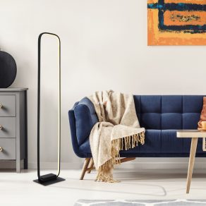   Lampă de podea cu LED, neagră, 130 cm - Silla Globo 67262SB, 3000 K, 819 lm, 24 W