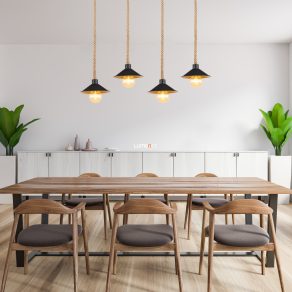   Lampă suspendată, negru și auriu, cu patru socluri - Diana Globo 15690-4H