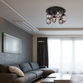   Lampă de tavan, neagră, cu șase socluri - Blacky Globo 15345-6D