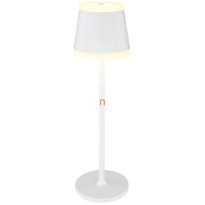   Lampă LED reîncărcabilă pentru birou, albă, 38 cm - Ridley Globo 58433W, reglare continuă a intensității luminoase, comutator tactil, cablu USB, cablu cu 2 dimensiuni, 3000 K, 220 lm, 4,6 W, 3,7 V