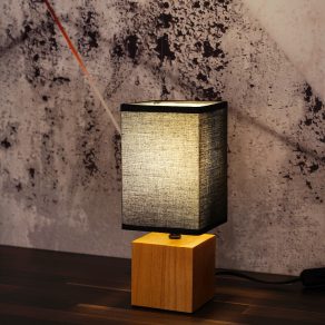   Lampă de noptieră din lemn cu model în carouri, 30 cm - Valentino Globo 21628B, cu soclu 1xE27, 230 V