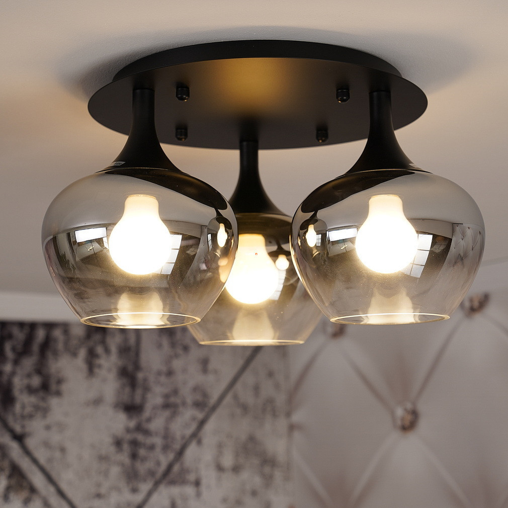 Lampa de tavan cu abajururi din sticlă fumurie - Maxy Globo 15548-3D