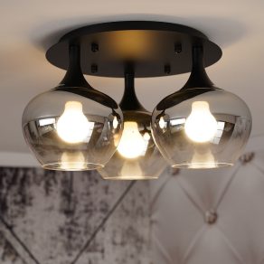   Lampă de tavan cu abajururi din sticlă fumurie - Maxy Globo 15548-3D