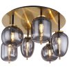Lampă de tavan, alamă, șase socluri - Blacky Globo 15345-6DMM