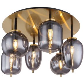  Lampă de tavan, alamă, șase socluri - Blacky Globo 15345-6DMM