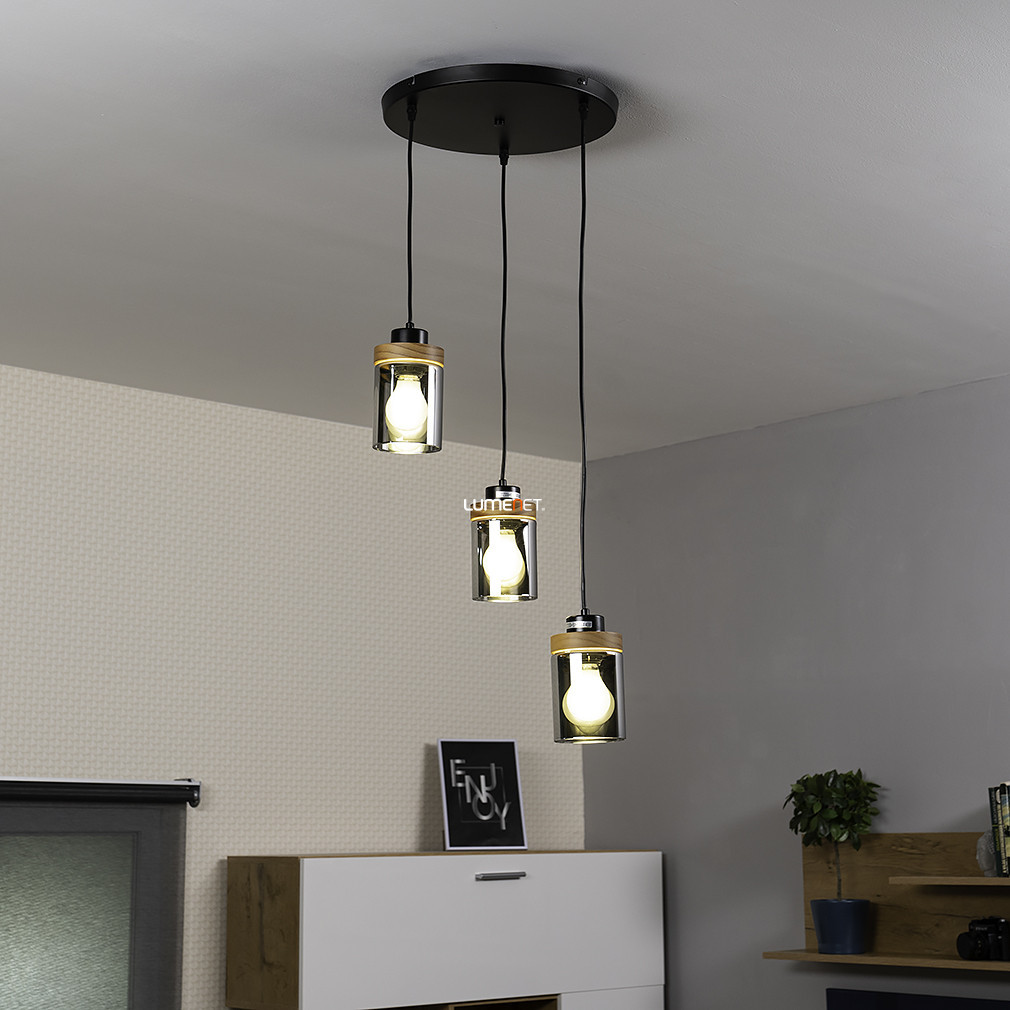 Lampa suspendată, neagră, cu 3 becuri - Finca Globo 15557-3H