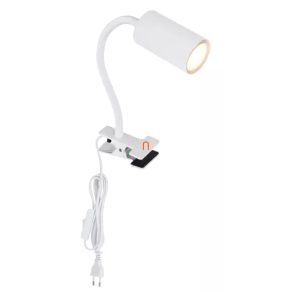   Lampă de masă cu clemă, alb mat, 41 cm - Robby Globo 57911KW - comutator basculant, 1xpriză GU10, 230 V