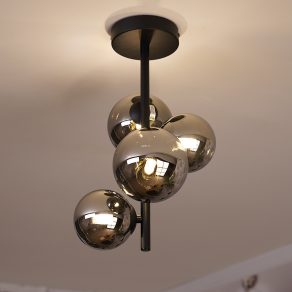   Lampă de tavan spirală cu globuri din sticlă de culoare fumurie - Riha Globo 56133-4D