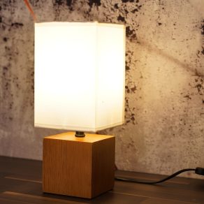   Lampă de noptieră din lemn în carouri albe, 30 cm - Valentino Globo 21628W, cu soclu 1xE27, 230 V