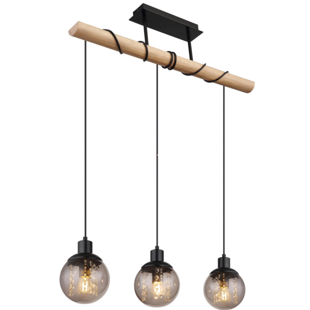 Lampa suspendată cu ornamente din cristal în abajur fumuriu - Richard Globo 15657-3H