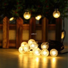   Ghirlanda luminoasă solară pentru exterior, alb cald, 2,8 m, bile transparente, 20 LED - Solar Globo 36802-20