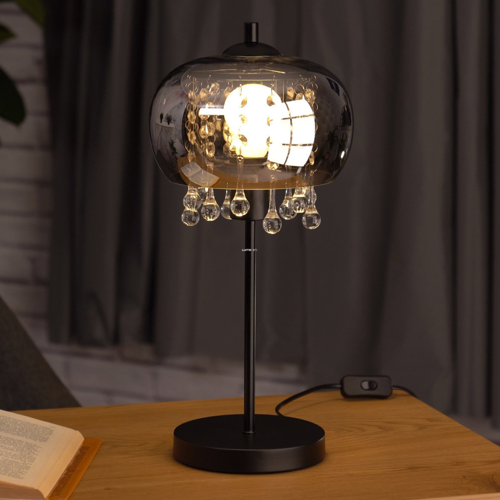 Lampa de masă cu sticlă în formă de picături și lanțuri de cristal, 45 cm - Corry Globo 15839T, cu 1xE27 soclu