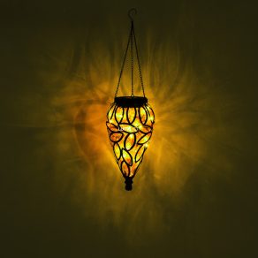   Lampă decorativă LED suspendată, alimentată cu energie solară, pentru exterior, 13,5 cm, negru, model cu frunze - Solar Globo 36131