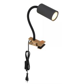   Lampă de masă cu clemă, culoare grafit-natural, 41 cm - Robby Globo 57911KG - comutator basculant, 1xGU10 soclu, 230 V