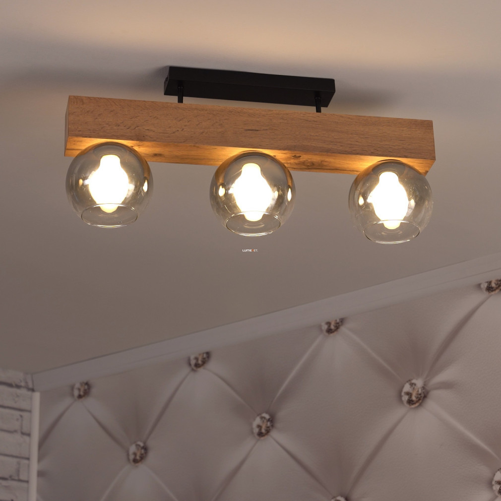 Lampa de tavan, lemn-negru, cu trei becuri - Moitas Globo 15656-3D
