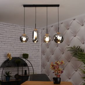   Lampă suspendată cu abajururi din sticlă în diverse forme - Matt Globo 15549-4H