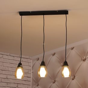   Lampă suspendată în culoarea chihlimbar cu 3 socluri - Reid Globo 15705-3H