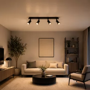 Spot cu 4 prize, negru mat - Drew Globo 57998-4