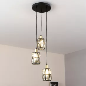   Lampă suspendată cu incrustări de cristal, culoare negru și auriu - Wolli Globo 15761-3B