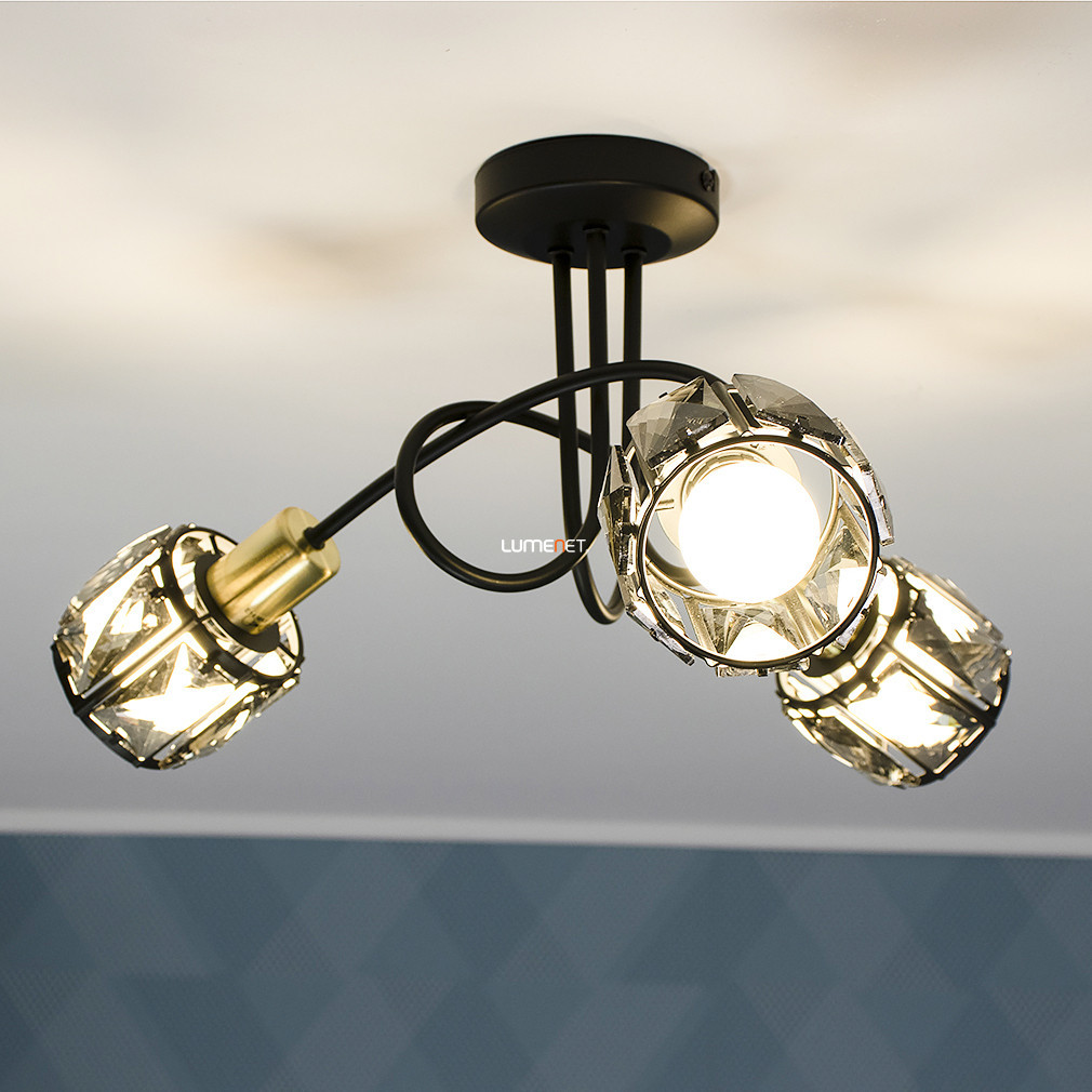 Lampa de tavan cu incrustatii din cristal fumuriu - Indiana Globo 54357-3B