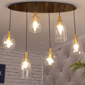   Lampă suspendată cu abajururi din sticlă în diverse forme - Garri Globo 15789-6HM