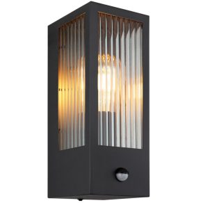   Aplică de perete cu senzor de mișcare pentru exterior, cu sticlă striată - Gundula Globo 31980S