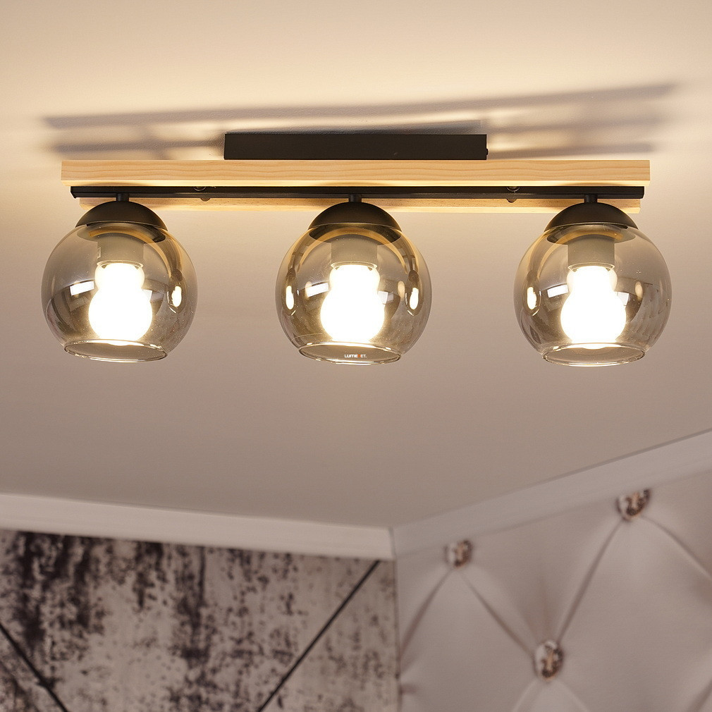 Lampa de tavan cu 3 becuri, fum - Conni Globo 15569-3D