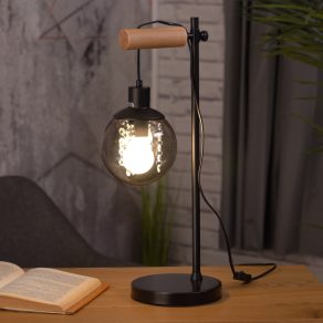   Lampă de masă cu abajur suspendat din sticlă și lanțuri din cristal, 55 cm - Richard Globo 15657T, cu soclu 1xE27