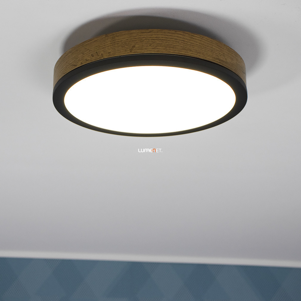 Lampa LED rotundă pentru tavan, efect lemn-grafit - Doro Globo 416080WD1R