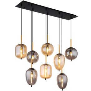   Lampă suspendată cu 8 socluri, culoare fum chihlimbar - Blacky Globo 15345-8A