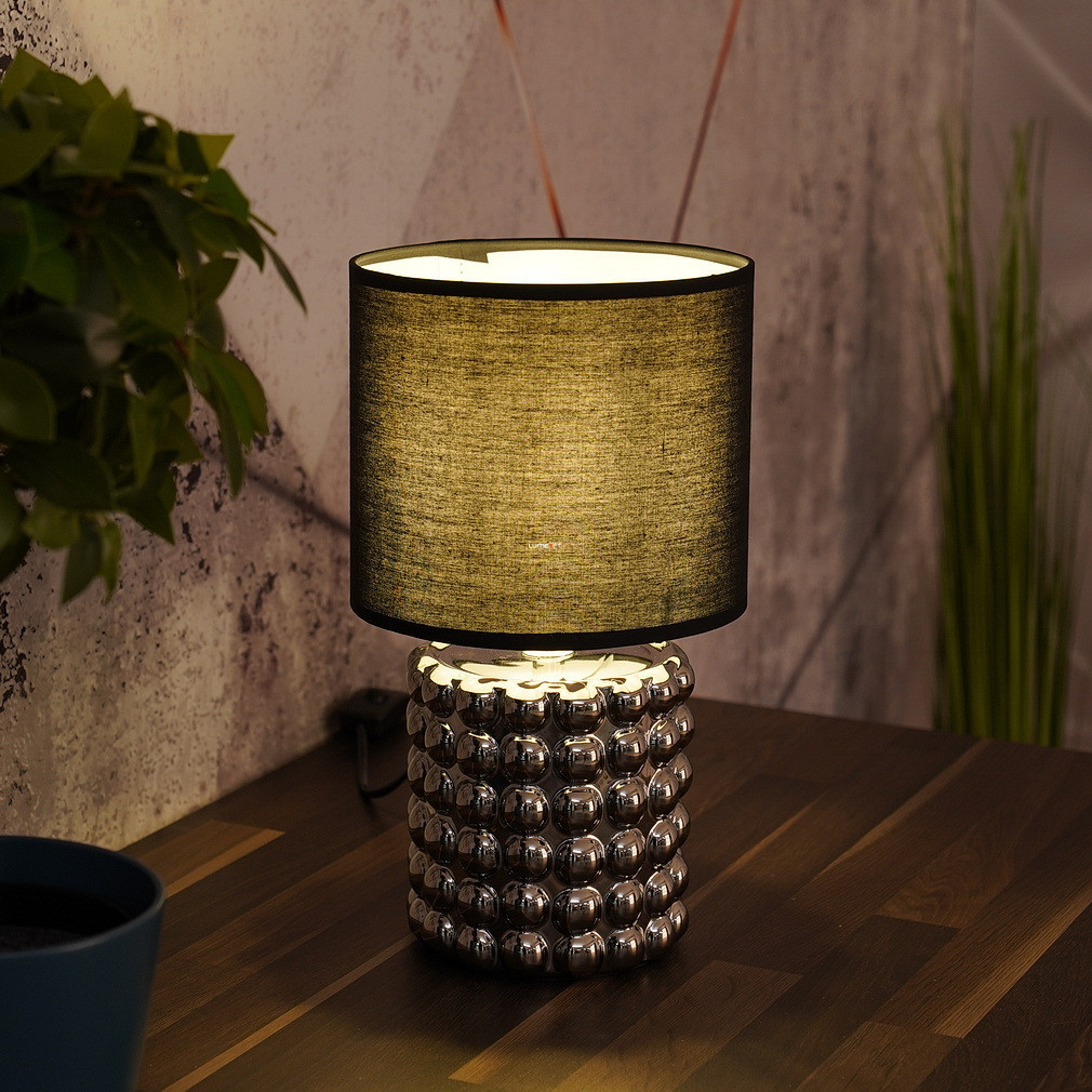 Lampa de masă din ceramică, cromată, 33 cm - Valentino Globo 21626C, cu soclu 1xE14, 230 V