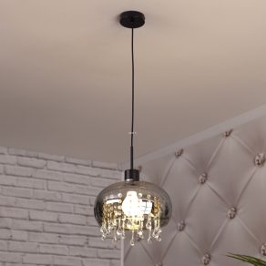   Lampă suspendată cu lanț de cristal și decorațiuni din sticlă - Corry Globo 15839H1