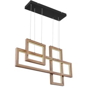   Lampă suspendată cu efect de lemn, 3 rame - Mandera Globo 67287H1