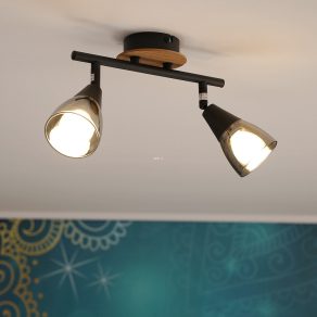 Lampă spot cu 2 socluri, efect lemn - Mubby Globo 54311-2