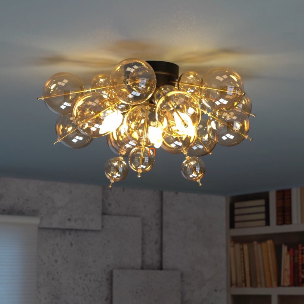 Lampa de tavan cu globuri din sticlă aurie - Udo Globo 15633DA