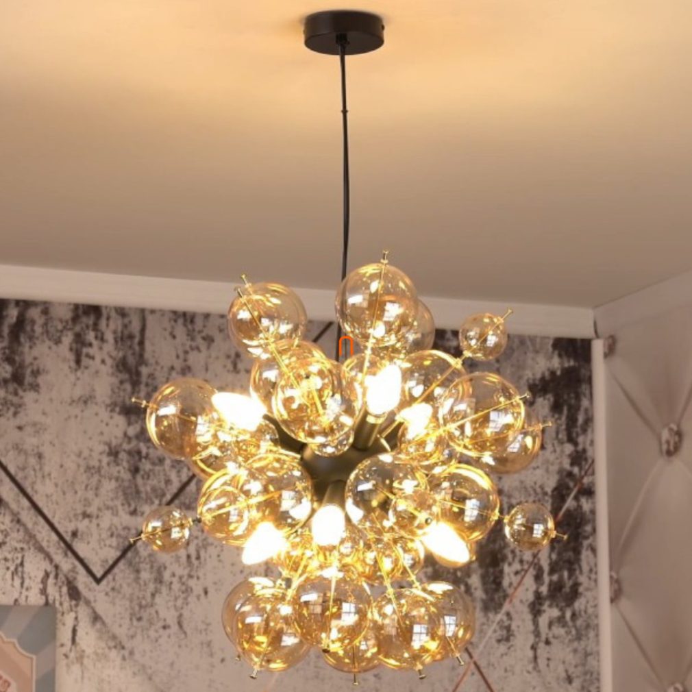 Lampa suspendată cu globuri din sticlă aurie - Udo Globo 15633HA