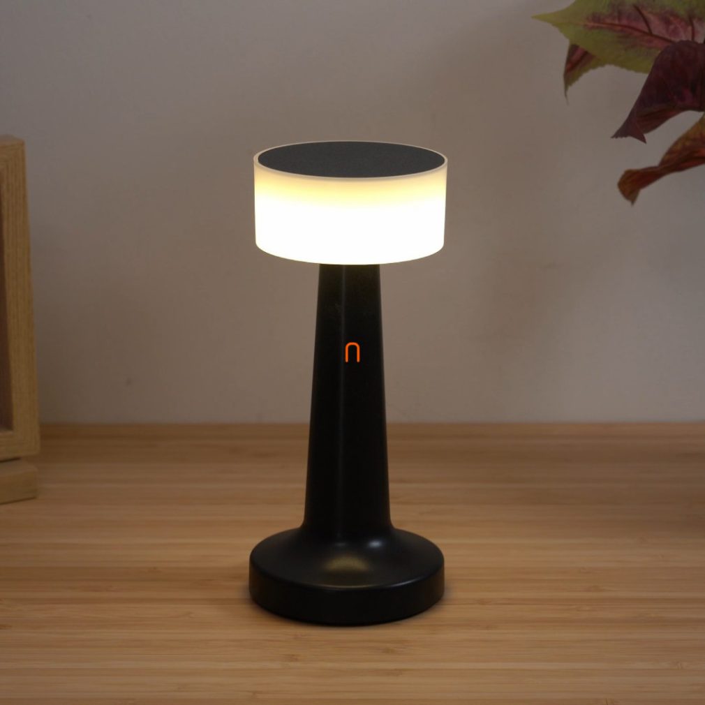Lampa LED de masă reglabilă, culoare neagră, 21 cm - Angelika Globo 58447S, cu baterie, reîncărcabilă, portabilă, cu intensitate reglabilă, cablu de 1,5 m, 2700-6500-4000 K, 55 lm, 1 W, 230 V